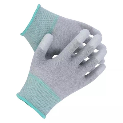 La fibra de carbono hizo punto la yema del dedo de la PU que el ajuste superior antiestático revestido ESD cortó el funcionamiento resistente de la electrónica de los guantes