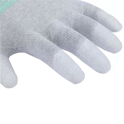 La fibra de carbono hizo punto la yema del dedo de la PU que el ajuste superior antiestático revestido ESD cortó el funcionamiento resistente de la electrónica de los guantes
