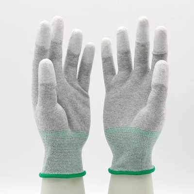 La fibra de carbono de 13 indicadores hizo punto la PU blanca cubrió guantes antis del ESD de los guantes del trabajo