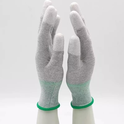 La fibra de carbono de 13 indicadores hizo punto la PU blanca cubrió guantes antis del ESD de los guantes del trabajo
