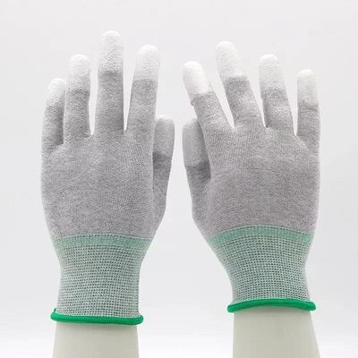 La fibra de carbono de 13 indicadores hizo punto la PU blanca cubrió guantes antis del ESD de los guantes del trabajo