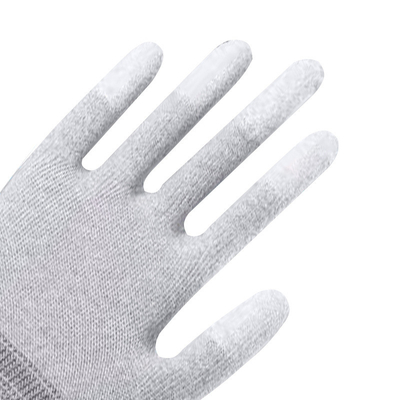El nilón negro estático anti sumergió el apretón extremo de la pantalla táctil de la PU de los guantes del trabajo de la seguridad del ESD