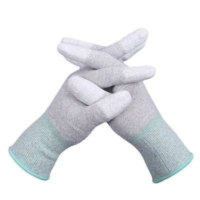 El nilón negro estático anti sumergió el apretón extremo de la pantalla táctil de la PU de los guantes del trabajo de la seguridad del ESD