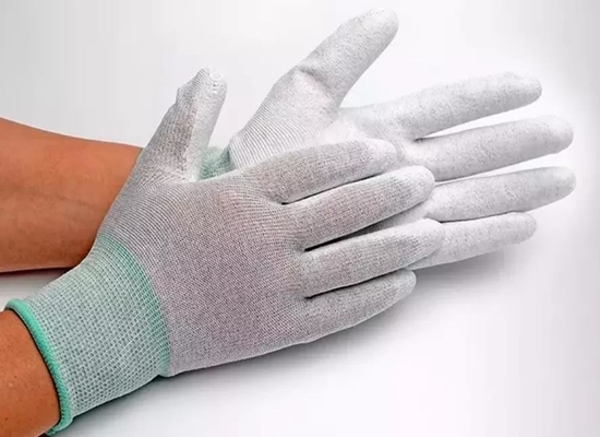 La PU de la fibra de carbono cubrió los guantes aptos superiores estáticos antis del ESD del finger para el edificio de la PC
