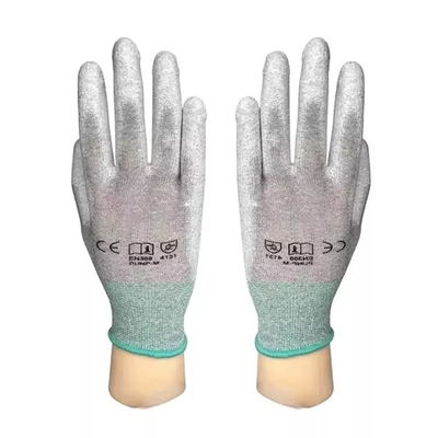 13 que el indicador hizo punto la PU alineada cubrieron guantes antiestáticos de la construcción de los hombres de finger de la fibra de carbono del ESD de los guantes