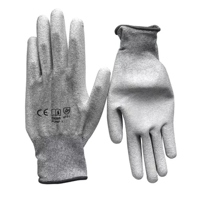 13 que el indicador hizo punto la PU alineada cubrieron guantes antiestáticos de la construcción de los hombres de finger de la fibra de carbono del ESD de los guantes