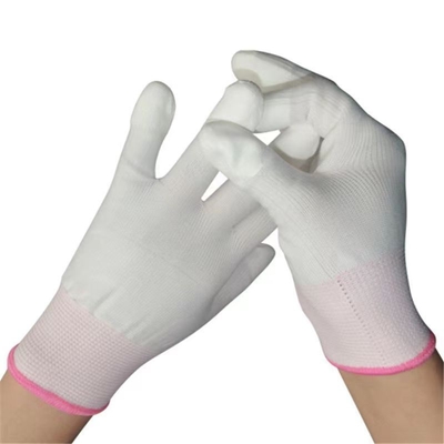 Guantes estáticos antis de trabajo de nylon del trabajo 13 guantes inconsútiles del ESD del ajuste del top de la fibra de carbono del indicador