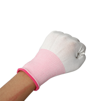 La PU antiestática del ajuste del top del finger del ESD de la fibra de carbono del OEM cubrió los guantes 13 calibra guantes grises del ESD