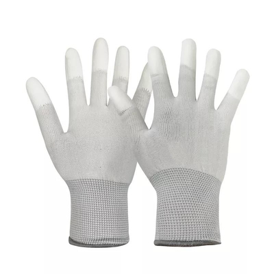 El top antiestático de la PU de 13 del indicador de la fibra de carbono del Esd guantes de la mano cupo guantes revestidos del ESD del finger