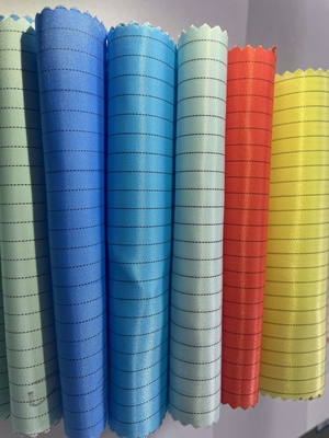tela tejida antiestática estática anti del ESD del diseño de la raya de 110gsm 5m m para la fabricación industrial de la ropa