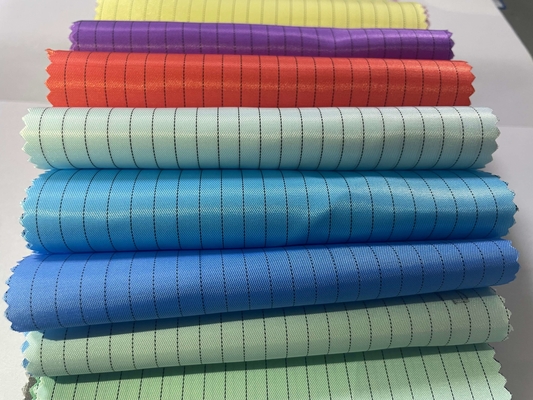 tela tejida antiestática estática anti del ESD del diseño de la raya de 110gsm 5m m para la fabricación industrial de la ropa