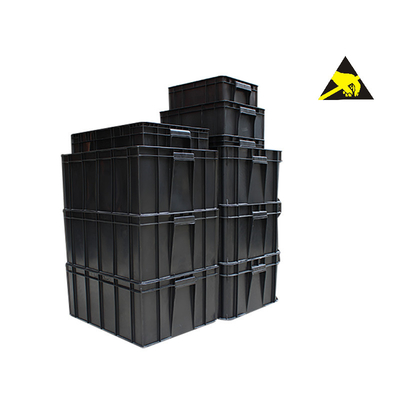 Caja electrónica plástica negra antiestática permanente del Esd Tote Conductive Carrying Caseesd Storage del envase del Esd con la tapa