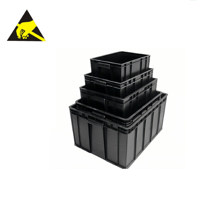 Caja plástica del ESD del recinto limpio del ESD del compartimiento de los envases conductores antiestáticos de Tray With Dividers Black Antistatic con la cubierta