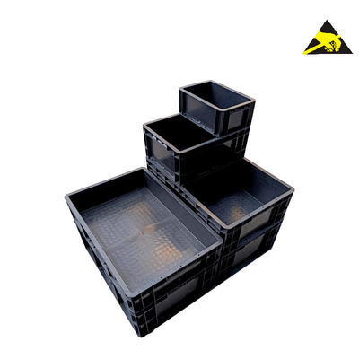 Caja conductora de la EUROSTAT Esd del envase de la caja de Tray Anti Static Memory Tool de las piezas del Ic del pequeño compartimiento seguro negro del Esd con la cubierta