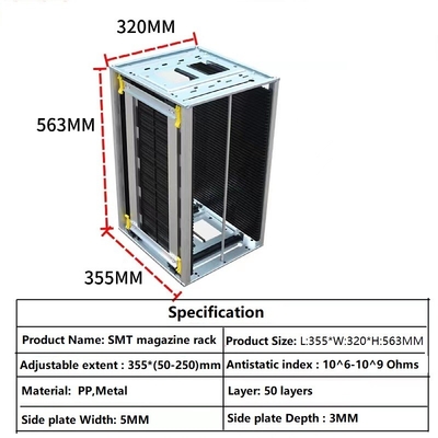 El almacenamiento plegable del PWB de SMT ESD del metal plástico atormenta el revistero conductor