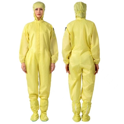 Traje unisex total estático anti del recinto limpio del abrigo del ESD de la fibra conductora