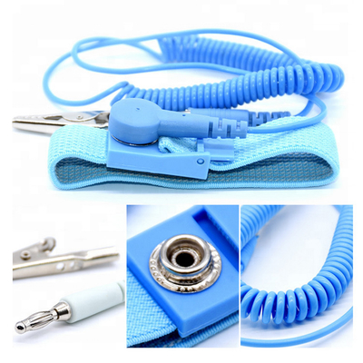 3meters línea azul pulsera de la correa para la muñeca del ESD de la tela del PVC para el recinto limpio