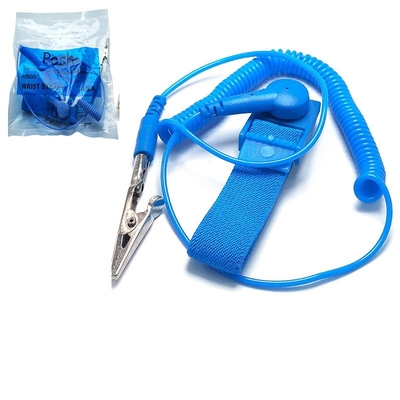 Pulsera estática anti elástico de nylon conductora de la banda de muñeca del ESD que pone a tierra el cordón