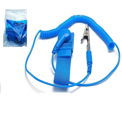 Pulsera estática anti elástico de nylon conductora de la banda de muñeca del ESD que pone a tierra el cordón