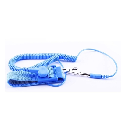 PVC estático anti azul ajustable de la correa para la muñeca del ESD con el cordón de la bobina