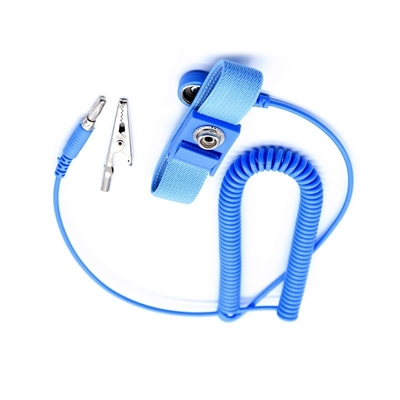 PVC estático anti azul ajustable de la correa para la muñeca del ESD con el cordón de la bobina