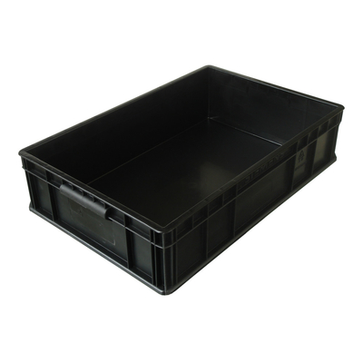 Cajas plásticas conductoras Tote Box acanalado antiestático negro del ESD