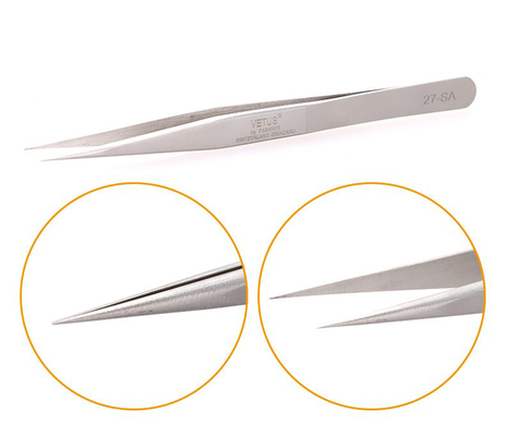 Pinzas de acero inoxidables superiores planas Vetus Lash Extension Tweezers de la serie del SA