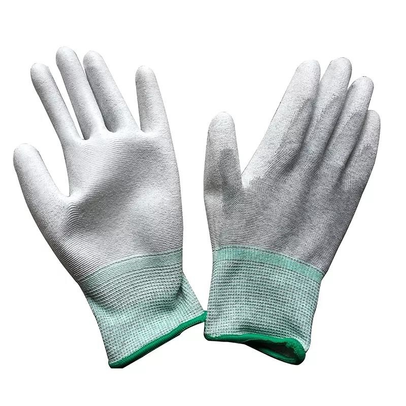 La PU de la fibra de carbono cubrió los guantes aptos superiores estáticos antis del ESD del finger para el edificio de la PC