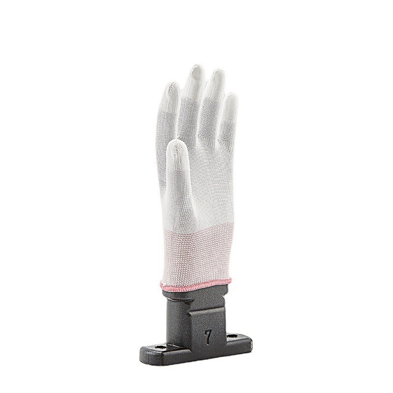 La PU antiestática del ajuste del top del finger del ESD de la fibra de carbono del OEM cubrió los guantes 13 calibra guantes grises del ESD