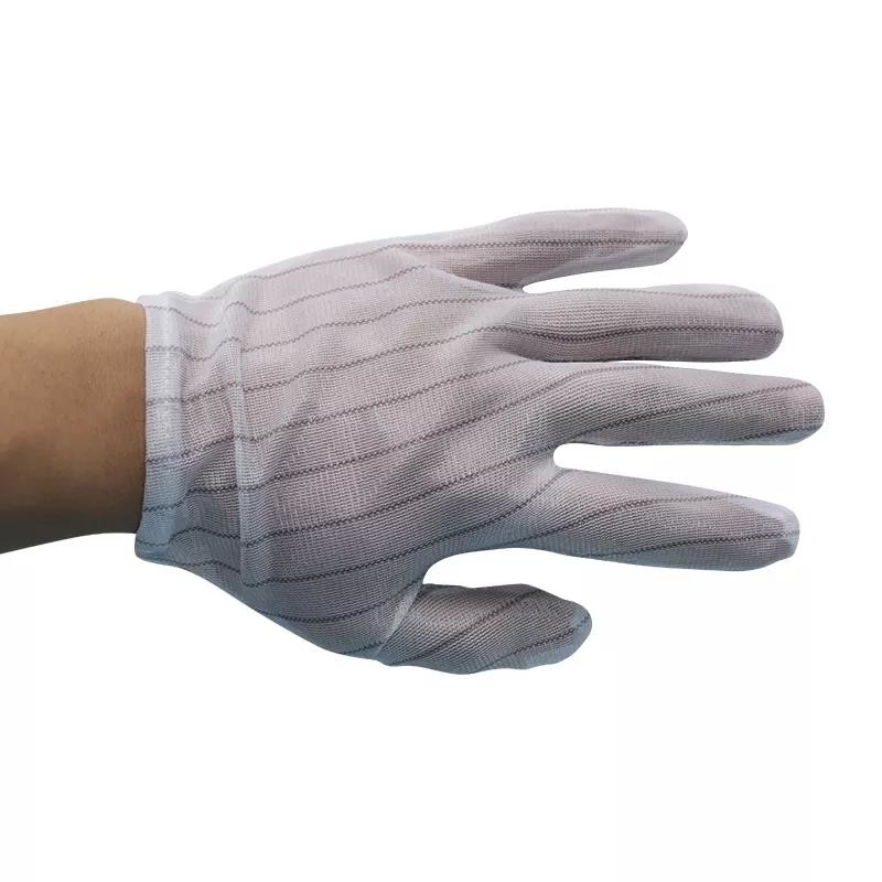 Guantes de trabajo estáticos antis del ESD de la seguridad del ESD de la PU de la fibra de carbono blanca de nylon del top para el recinto limpio
