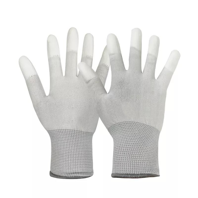 El top antiestático de la PU de 13 del indicador de la fibra de carbono del Esd guantes de la mano cupo guantes revestidos del ESD del finger