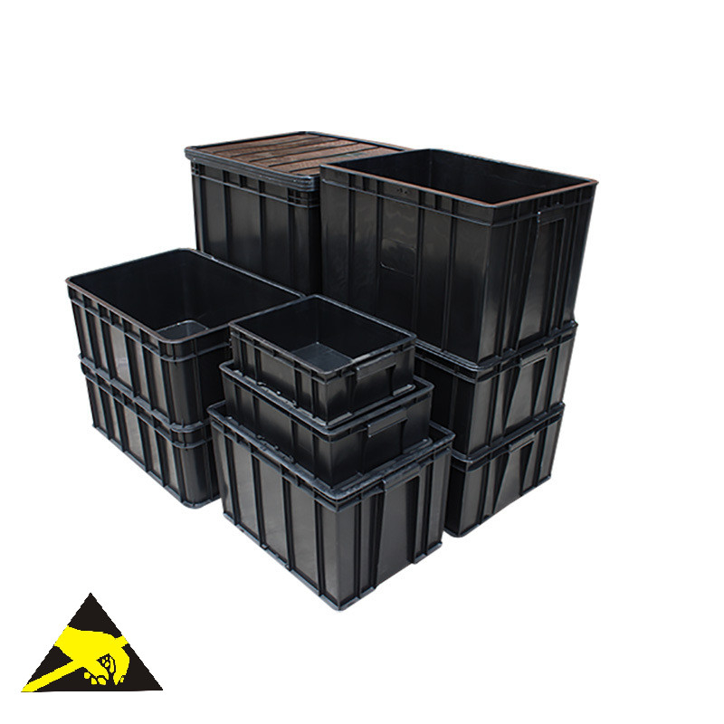 Bandeja de empaquetado estática anti plástica conductora de la caja del ESD del ESD de almacenamiento caja antiestática negra segura componente de los compartimientos de la pequeña pequeña