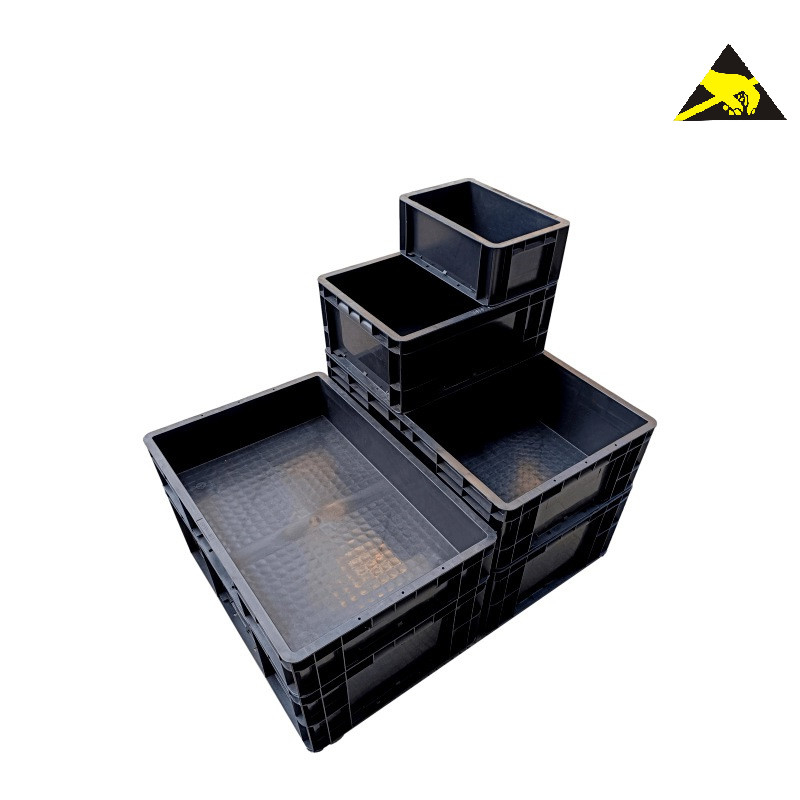 Caja conductora de la EUROSTAT Esd del envase de la caja de Tray Anti Static Memory Tool de las piezas del Ic del pequeño compartimiento seguro negro del Esd con la cubierta