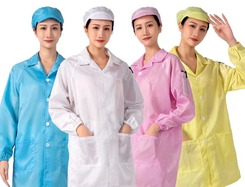 Pantalones encapuchados del trabajo de la manga de la camiseta del recinto limpio estático anti largo del ESD 2.5m m